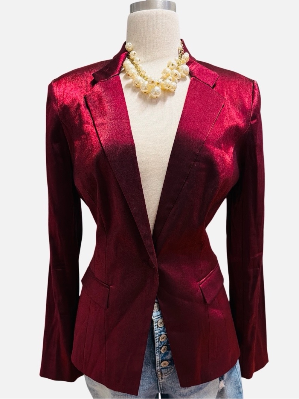 Rock & Republic Satin Burgundy Blazer